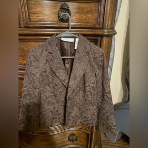 First Issue Women's Elegant Brown Floral Blazer